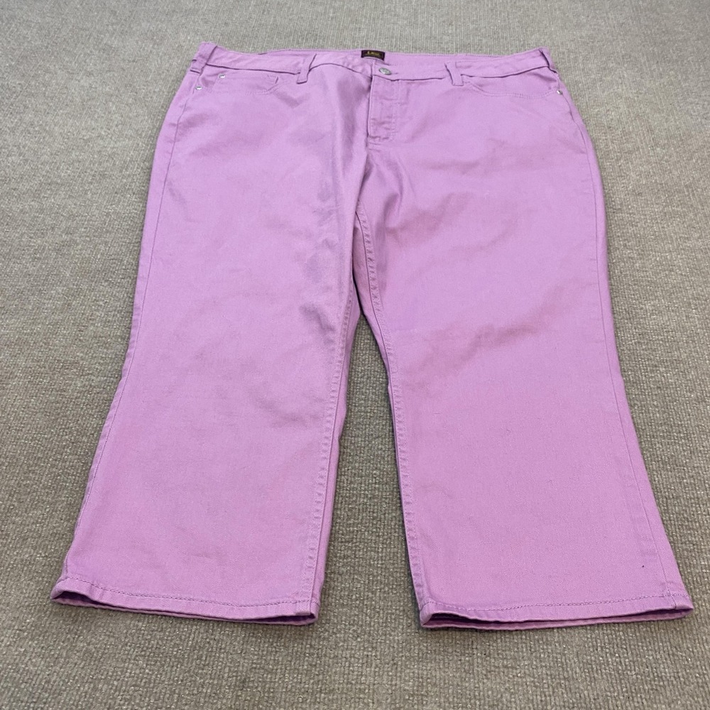 Lee Capri Jeans Womens 22 Medium Purple Med Wash High Rise Crop Stretch Denim‎